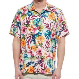 Tommy Bahama GARDEN OF HOPE AND COURAGE SILK-BLEND CAMP SHIRT IN WHITE M